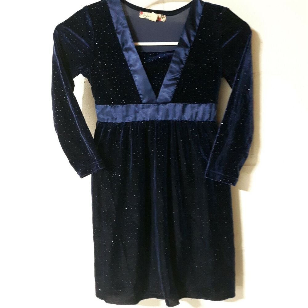 SPEECHLESS Royal Blue Stretch sparkle Velvet tie back Dress. Girls size 6